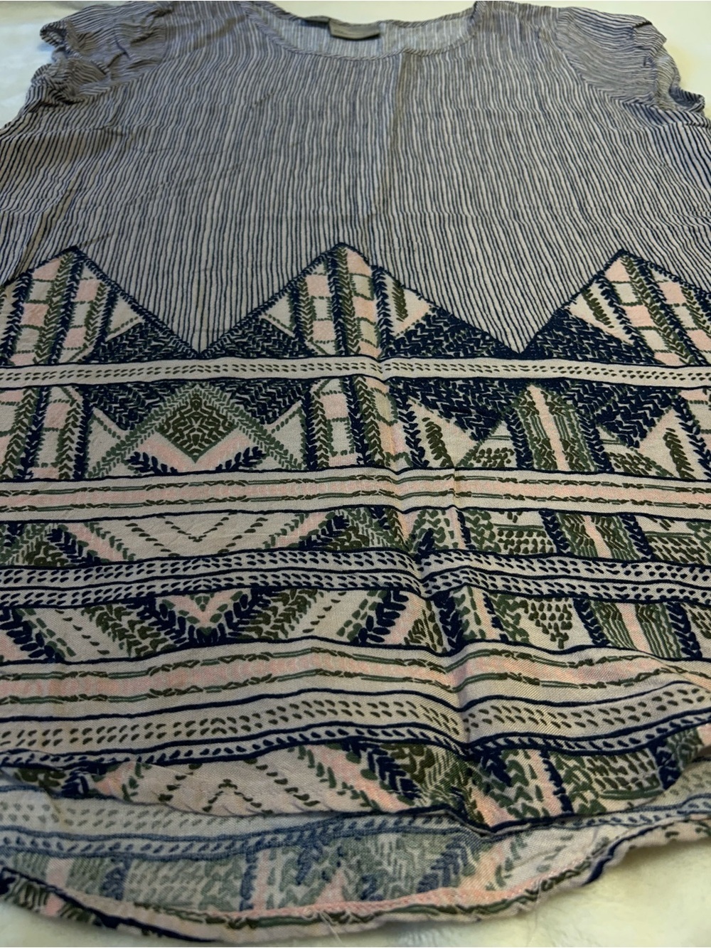 Vero Moda Navy & Pale Pink Striped Tunic with Geometric Embroidery - Picture 2 of 4